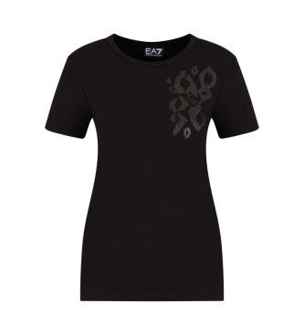 EA7 T-shirt girocollo Graphic Series in cotone elasticizzato nero