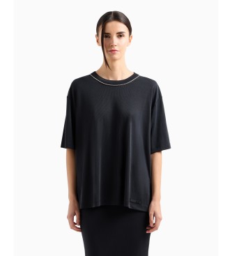 EA7 Camiseta de cuello redondo Precious de mezcla de modal negro