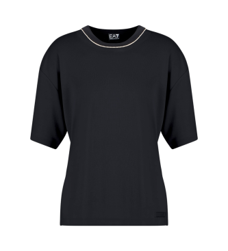 EA7 T-shirt prcieux  col ras du cou en modal mlang noir