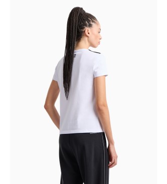 EA7 Camiseta de punto de algodn elstico Logo Series blanco