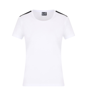 EA7 Camiseta de punto de algodn elstico Logo Series blanco