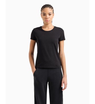 EA7 Logo Series Stretch-Baumwolljersey schwarz
