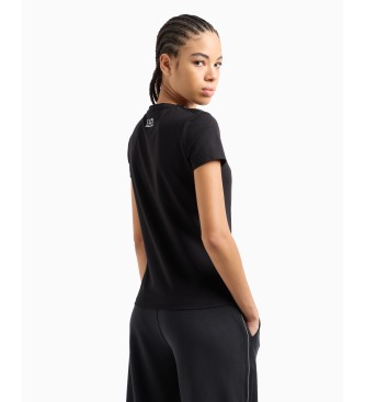 EA7 Logo Series Stretch-Baumwolljersey schwarz