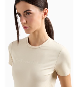 EA7 T-shirt bege com gola redonda