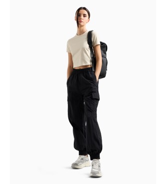 EA7 T-shirt bege com gola redonda