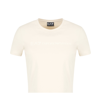 EA7 T-shirt bege com gola redonda