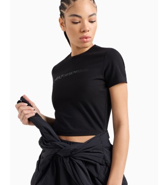 EA7 Schwarzes T-Shirt mit Rundhalsausschnitt