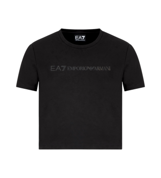 EA7 Schwarzes T-Shirt mit Rundhalsausschnitt