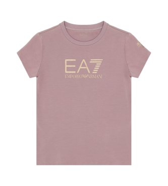 EA7 T-shirt Shiny Girl  col ras du cou en coton extensible rose