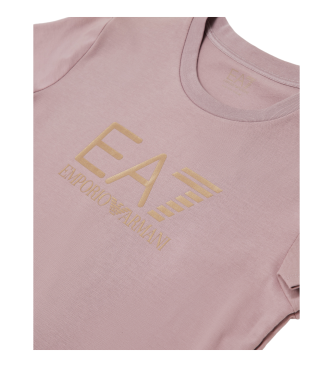 EA7 T-shirt Shiny Girl  col ras du cou en coton extensible rose