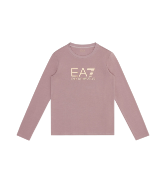 EA7 T-shirt rosa brilhante com gola redonda