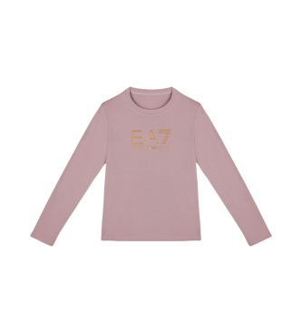 EA7 T-shirt rosa brilhante com gola redonda