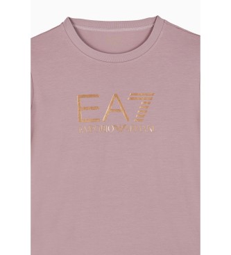 EA7 T-shirt rosa brilhante com gola redonda