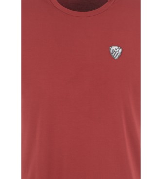 EA7 Camiseta de cuello redondo de mezcla de viscosa elstica Premium Shield burdeos