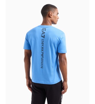 EA7 T-shirt com gola redonda em malha de algodo azul Logo Series