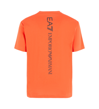 EA7 T-shirt girocollo in jersey di cotone arancione serie Logo 