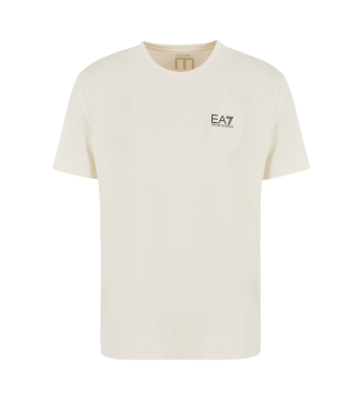 EA7 Camiseta de cuello redondo logo series de punto de algodn beige