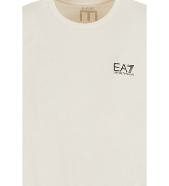 EA7 T-shirt med rund hals och logoserie i beige bomullsjersey