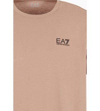 EA7 T-shirt a maniche corte Core Identity in cotone Pima marrone