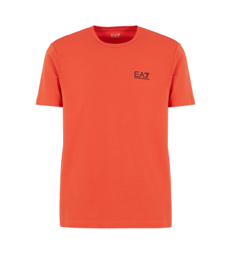 EA7 Orangefarbenes Kurzarm-T-Shirt mit schmaler Passform