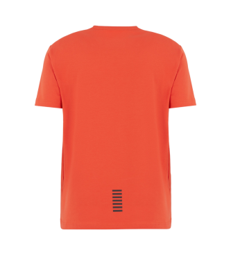 EA7 Orangefarbenes Kurzarm-T-Shirt mit schmaler Passform