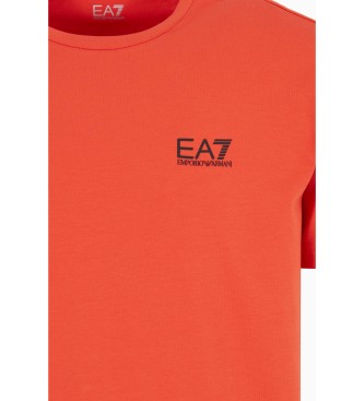 EA7 Orangefarbenes Kurzarm-T-Shirt mit schmaler Passform