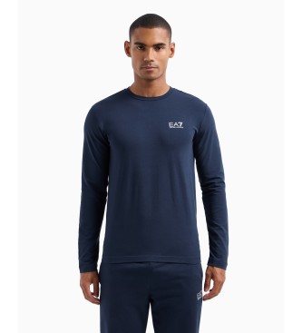 EA7 Core Identity marineblauw katoenen t-shirt met lange mouwen  