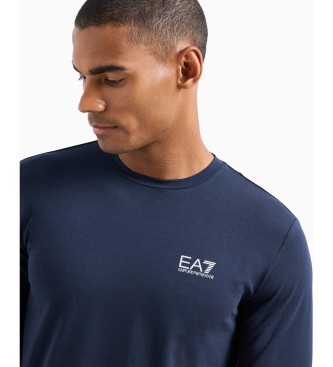 EA7 Core Identity Langarm-T-Shirt aus marineblauer Baumwolle  