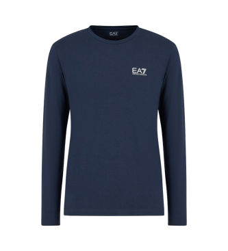 EA7 Core Identity marineblauw katoenen t-shirt met lange mouwen  