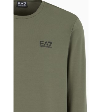 EA7 T-shirt Core Identity de manga comprida em algodo verde  