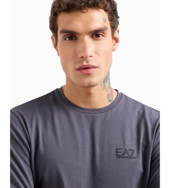 EA7 T-shirt a maniche lunghe in cotone grigio Core Identity