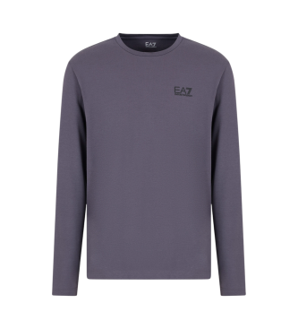 EA7 T-shirt a maniche lunghe in cotone grigio Core Identity