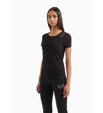 EA7 Core Lady T-shirt met korte mouwen in zwart stretch katoen