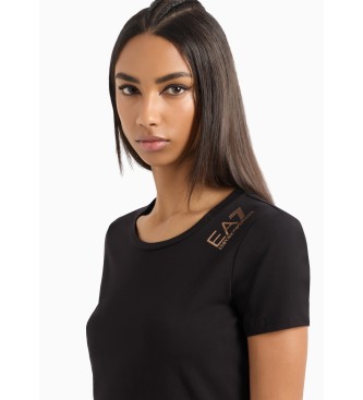 EA7 Core Lady short-sleeved T-shirt in black stretch cotton