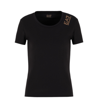 EA7 Core Lady short-sleeved T-shirt in black stretch cotton