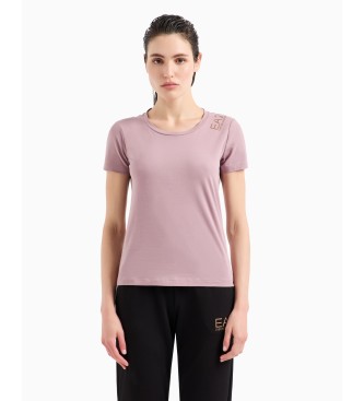 EA7 Core Lady kortrmet T-shirt i stretchbomuld, pink  