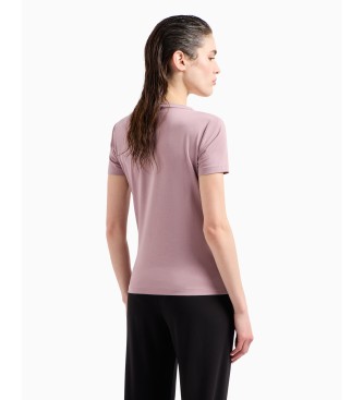 EA7 Core Lady kortrmet T-shirt i stretchbomuld, pink  