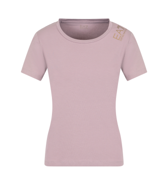 EA7 Core Lady kortrmet T-shirt i stretchbomuld, pink  