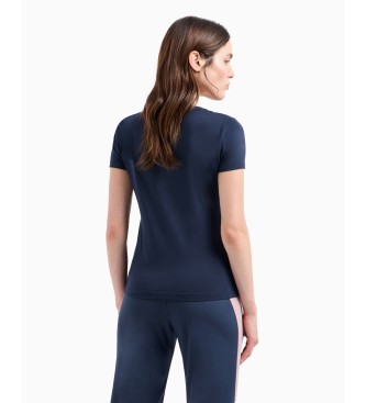 EA7 Core Lady Kurzarm-T-Shirt aus Stretch-Baumwolle in navy  