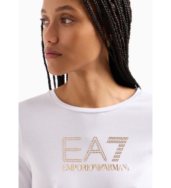 EA7 Evolution T-shirt met lange mouwen van witte katoen en modal stretchstof 