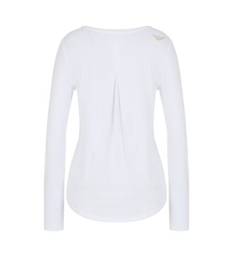 EA7 T-shirt bianca a maniche lunghe in cotone stretch e Modal Evolution 