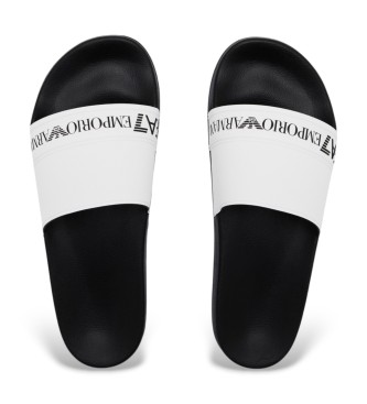 EA7 Tape Slide Flip-Flops schwarz und weiß