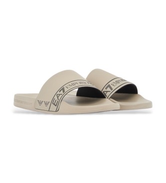 EA7 Beige Tape Slide Badeschlappen