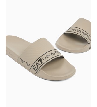 EA7 Beige Tape Slide Badeschlappen