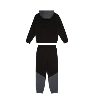 EA7 Athletic Colour Block Boy Tracksuit in cotton blend black