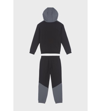 EA7 Athletic Colour Block Boy Tracksuit in cotton blend black