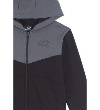 EA7 Athletic Colour Block Boy Tracksuit in cotton blend black