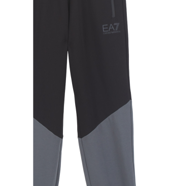 EA7 Athletic Colour Block Boy Tracksuit in cotton blend black