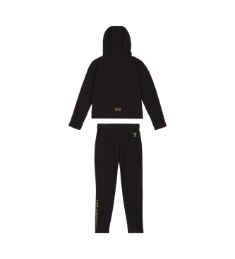 EA7 Shiny Girl black stretch cotton tracksuit bottoms