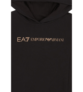 EA7 Shiny Girl black stretch cotton tracksuit bottoms